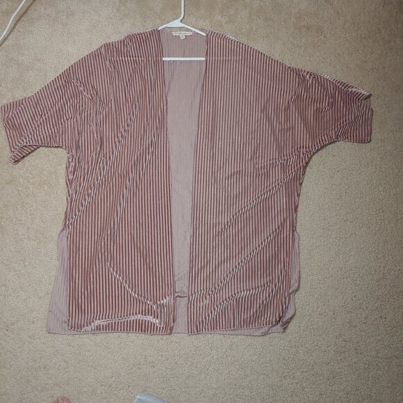 Alchemy Thread Boho Burnout Ribbed Velvet Kimono Open Front Cardigan Sz XL Mauve - Picture 5 of 8